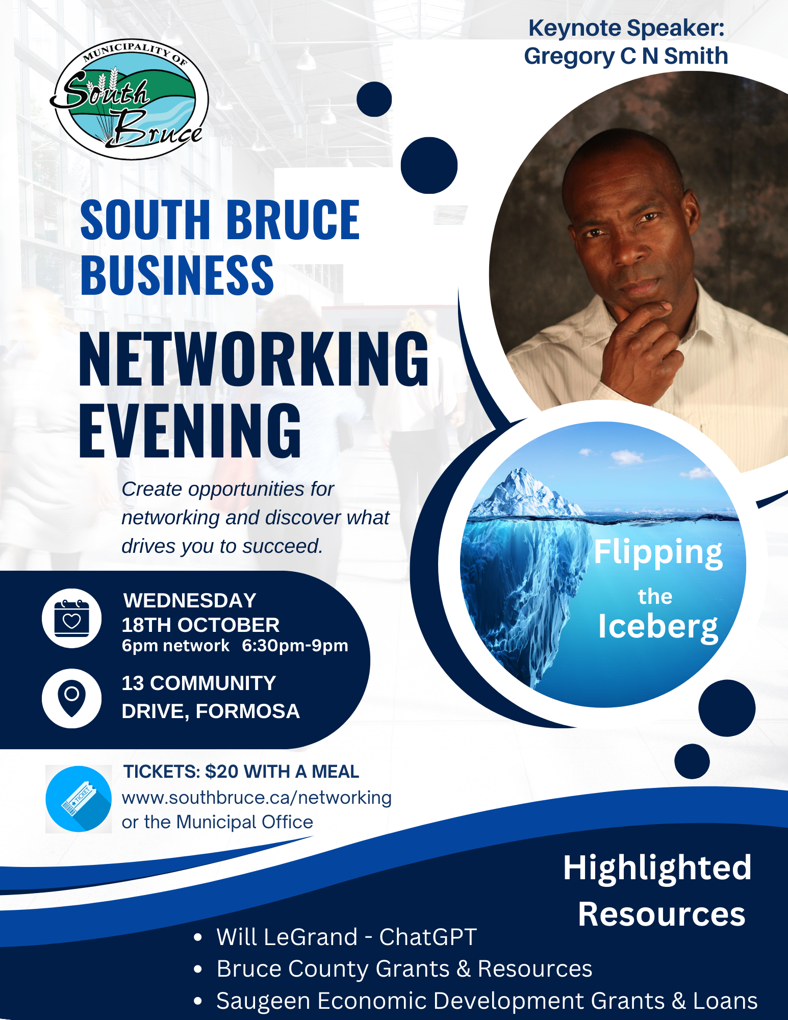 South Bruce Business Networking Evening Poster with Gregory Smith