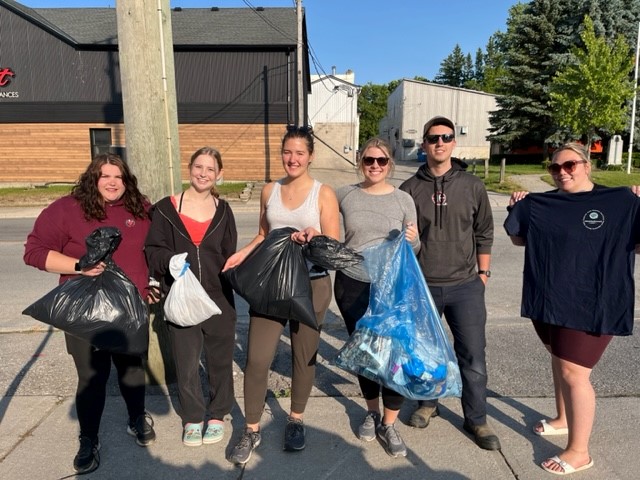 Pictured is a group of participants from the Mildmay cleanup with their collected garbage. From L-R: McKenna Hickling, Sonya Spitzig, Kaylee Rich, Jess Eddyvean, Tucker Fortney, and Charlie Schmalz-Wise.
