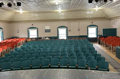 View from the stage in the upstairs auditorium of the Teeswater Town Hall