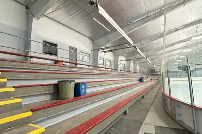 upward facing view of the stands/bleachers