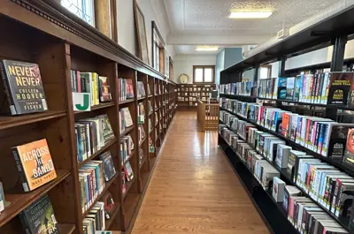 view of the bookcases in the upper level of the Teeswater Library