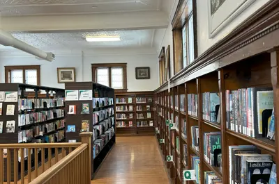view of the bookcases in the upper level of the Teeswater Library