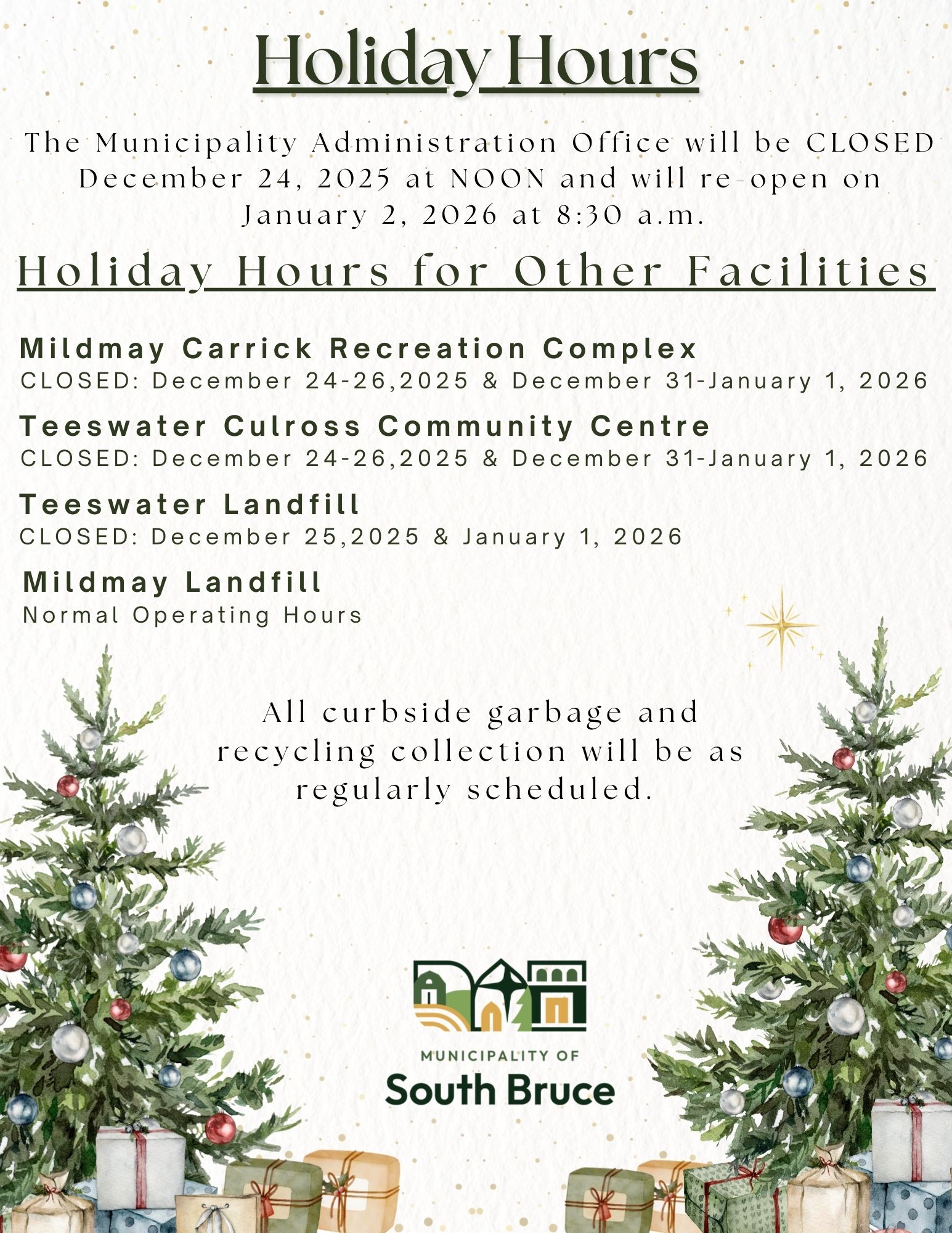 Municipal Holiday Hours